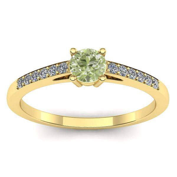 Inel cu diamant de laborator verde rotund