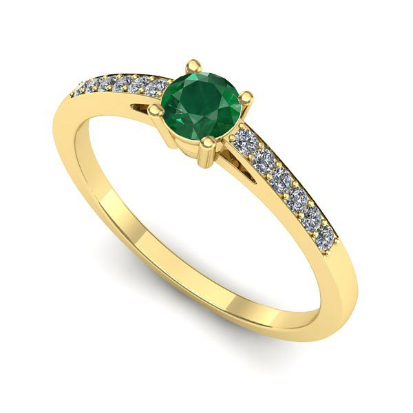 Inel de logodna din aur galben cu smarald