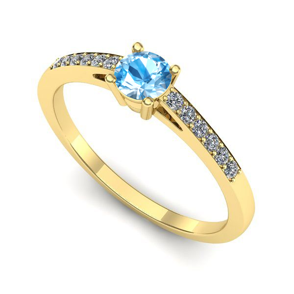 Inel logodna din aur galben cu topaz blue