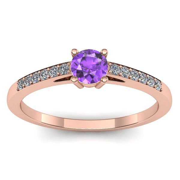 Inel logodna cu ametist rotund