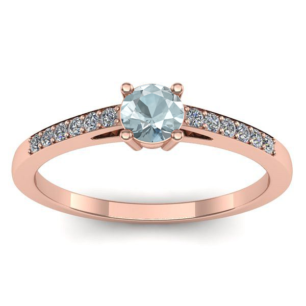 Inel de logodna cu aquamarin rotund