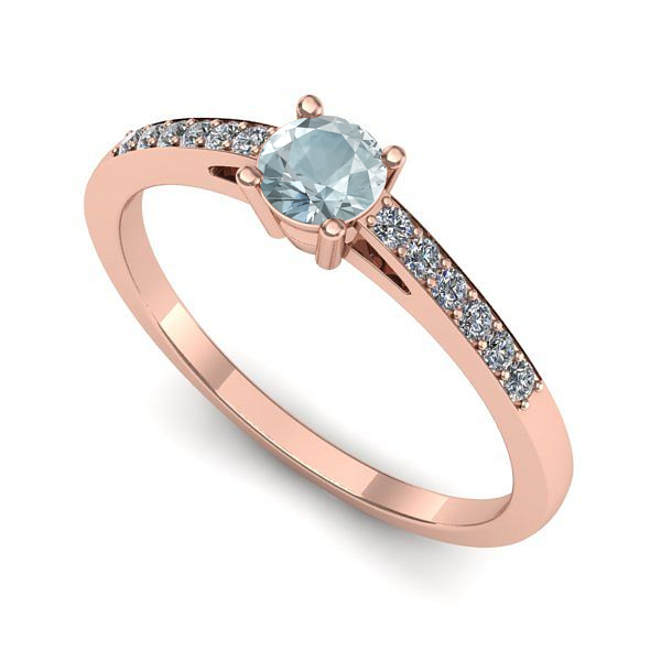 Inel din aur roz cu aquamarin