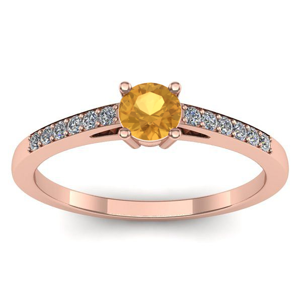 Inel logodna cu citrin rotund