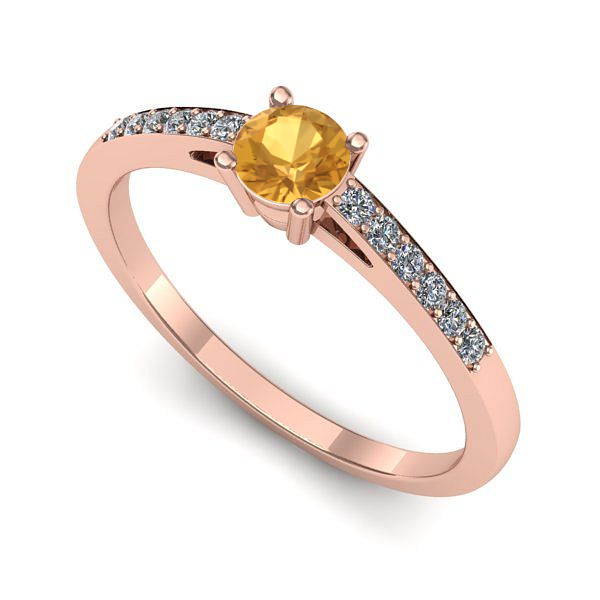 Inel logodna din aur roz cu citrin