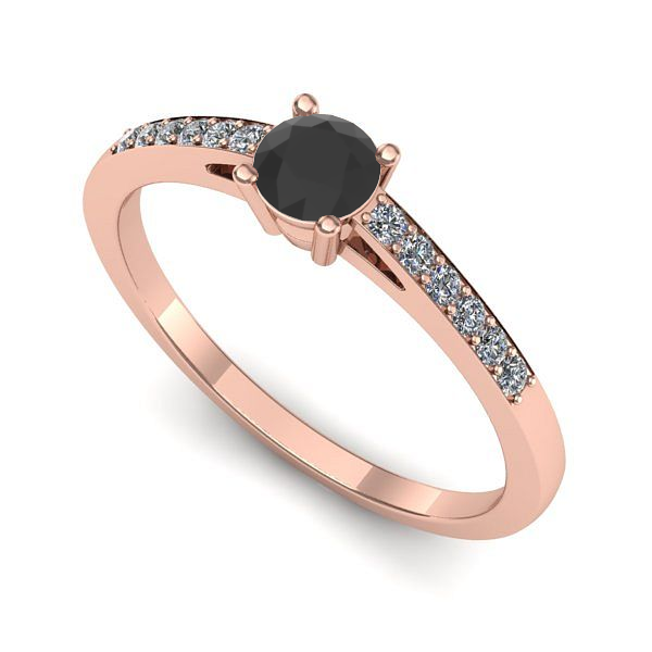 Inel de logodna din aur roz cu diamant negru