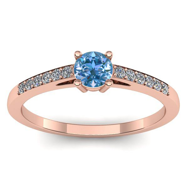 Inel de logodna cu diamant de laborator albastru rotund