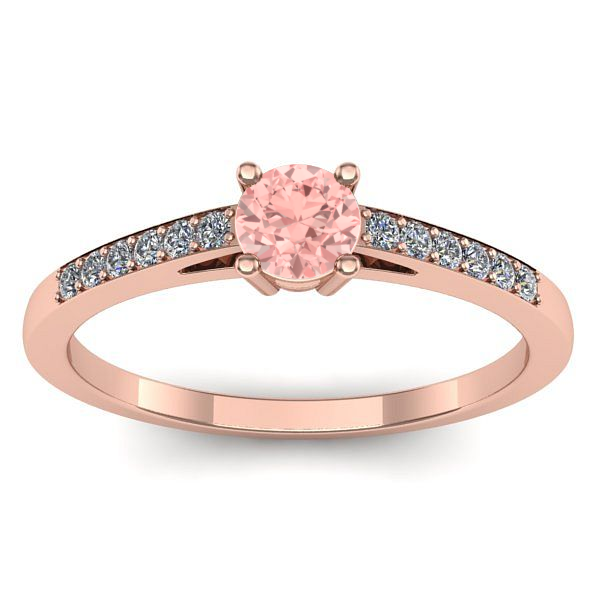 Inel cu diamant de laborator roz rotund
