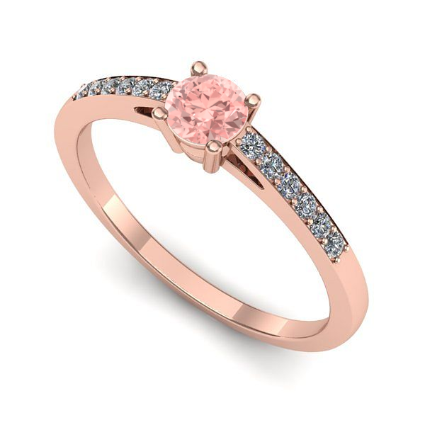 Inel de logodna din aur roz cu diamant de laborator roz