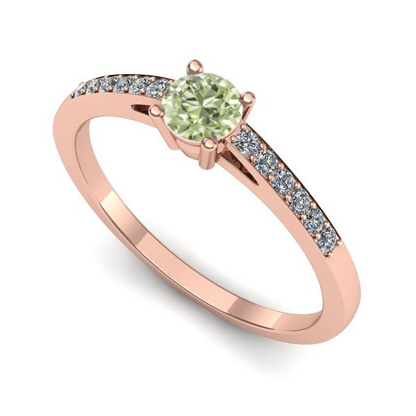 Inel logodna din aur roz cu diamant de laborator verde