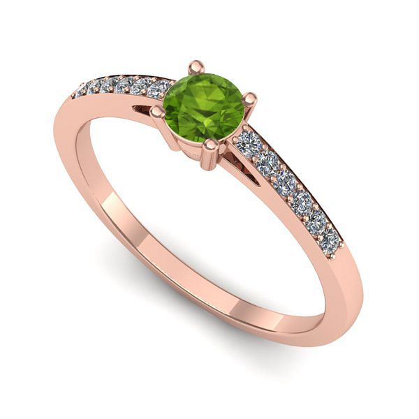 Inel din aur roz cu peridot