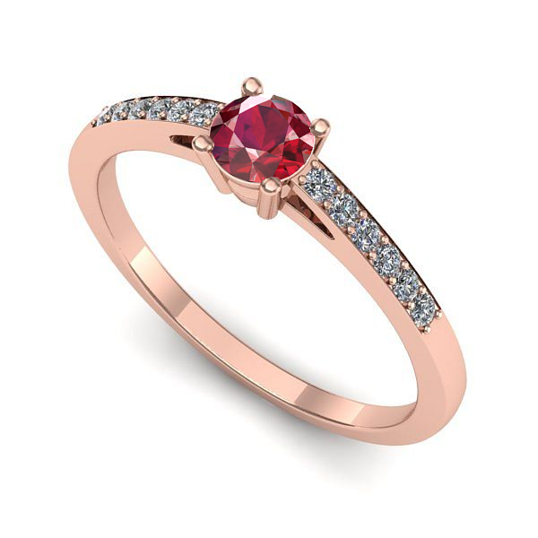 Inel de logodna din aur roz cu rubin