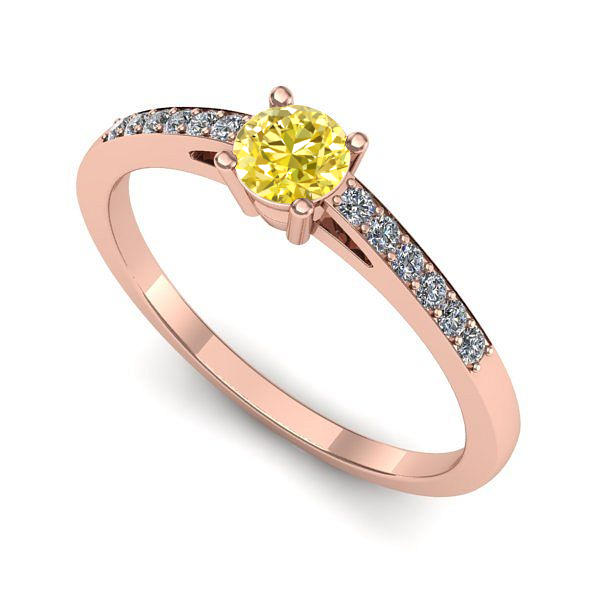 Inel logodna din aur roz cu safir galben