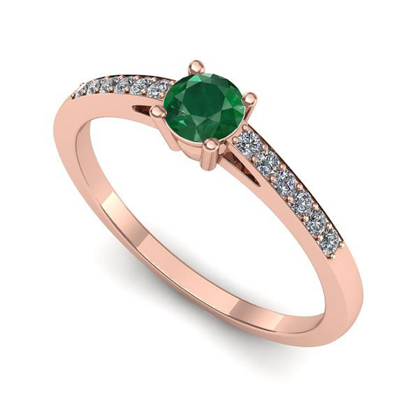Inel logodna din aur roz cu smarald