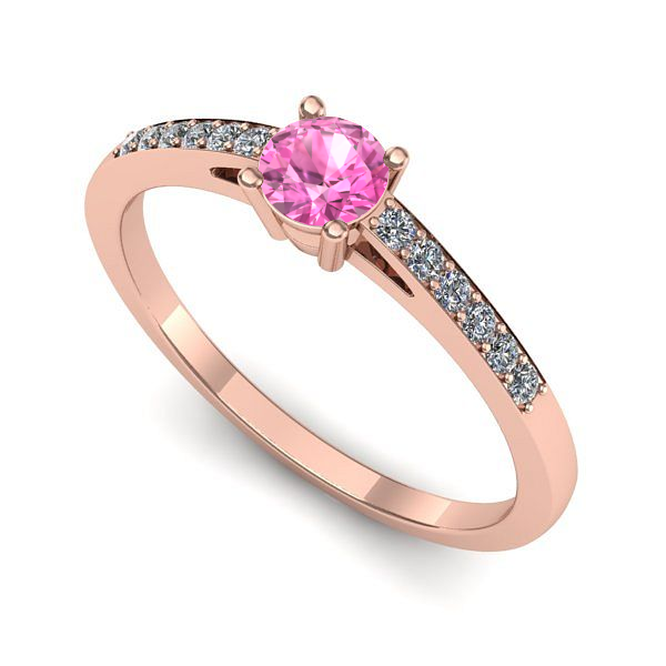 Inel logodna din aur roz cu safir roz