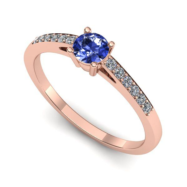 Inel logodna din aur roz cu tanzanit