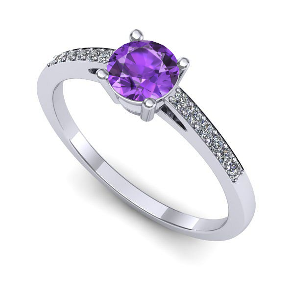 Inel din aur alb cu ametist