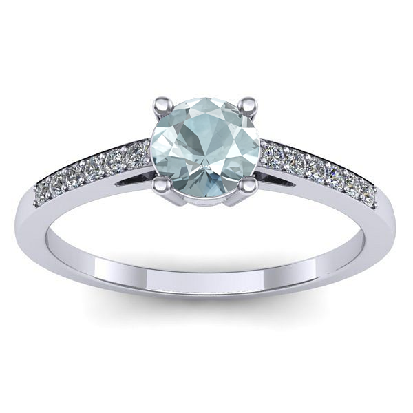 Inel logodna cu aquamarin rotund