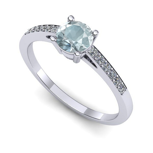 Inel de logodna din aur alb cu aquamarin