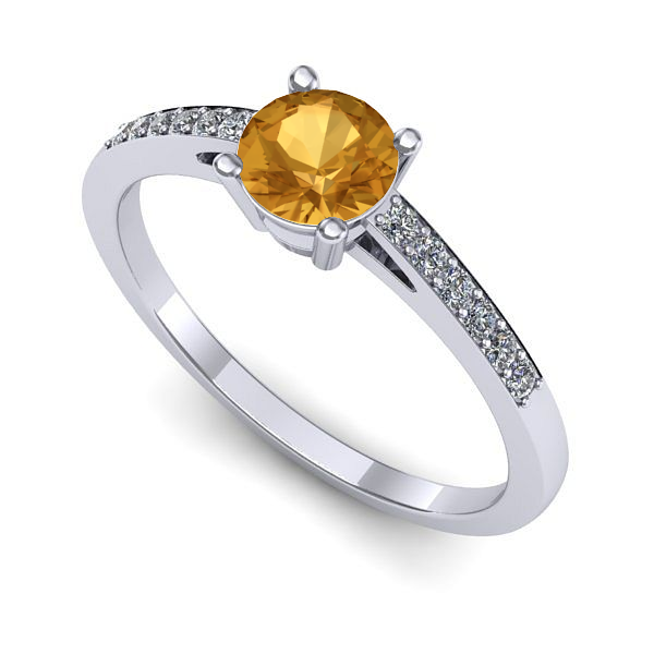 Inel logodna din aur alb cu citrin