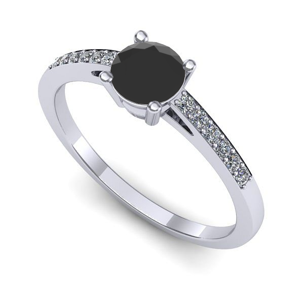 Inel logodna din aur alb cu diamant negru