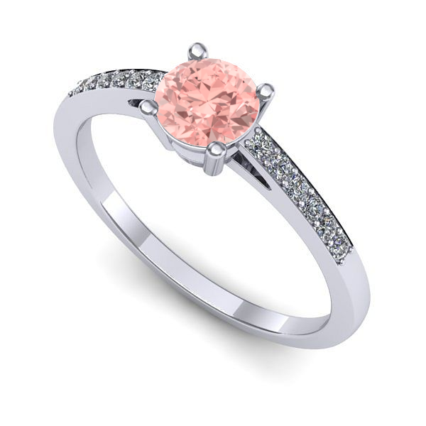 Inel din aur alb cu diamant de laborator roz