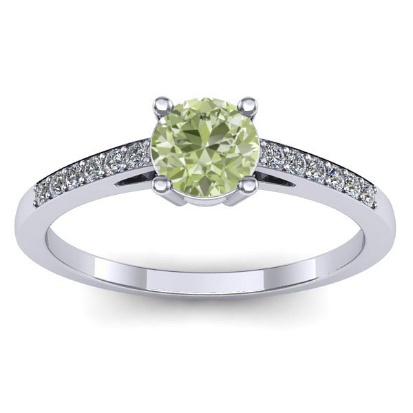 Inel de logodna cu diamant de laborator verde rotund