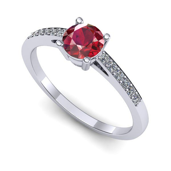Inel de logodna din aur alb cu rubin