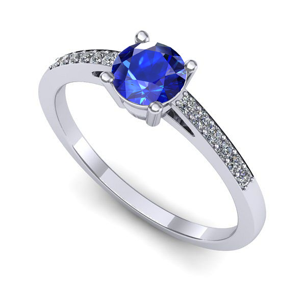 Inel de logodna din aur alb cu safir