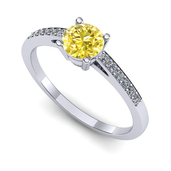 Inel de logodna din aur alb cu safir galben