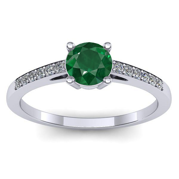 Inel de logodna cu smarald rotund
