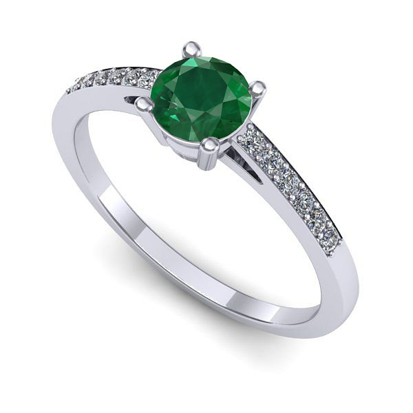 Inel logodna din aur alb cu smarald