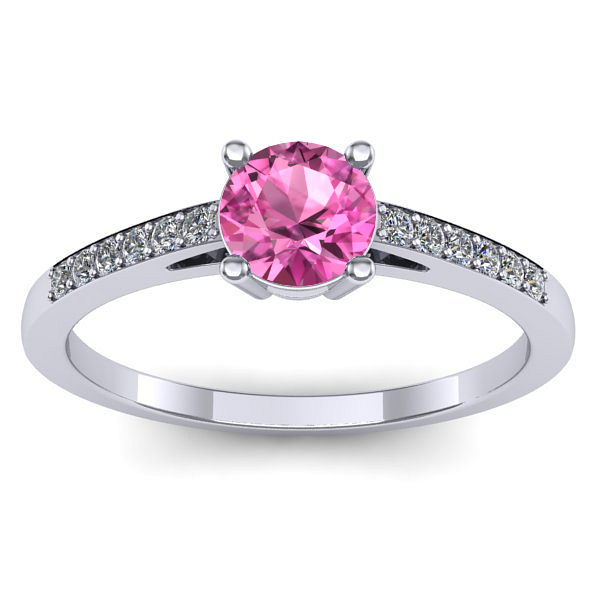 Inel de logodna cu safir roz rotund