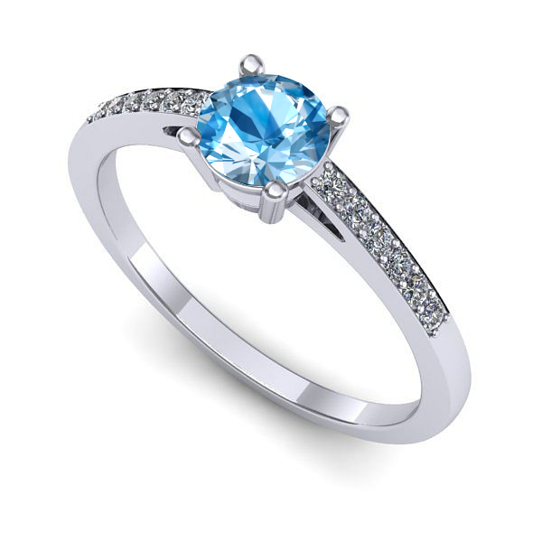 Inel logodna din aur alb cu topaz blue