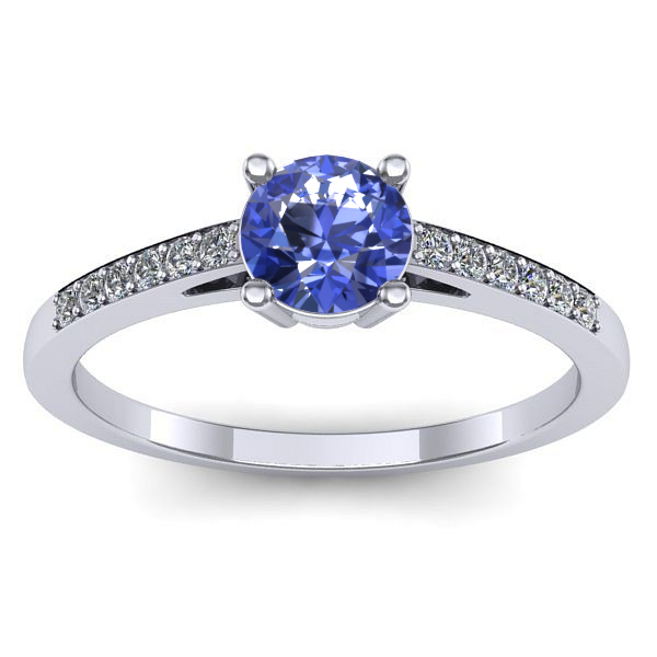 Inel logodna cu tanzanit rotund