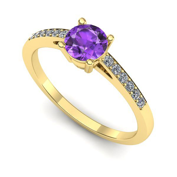 Inel din aur galben cu ametist