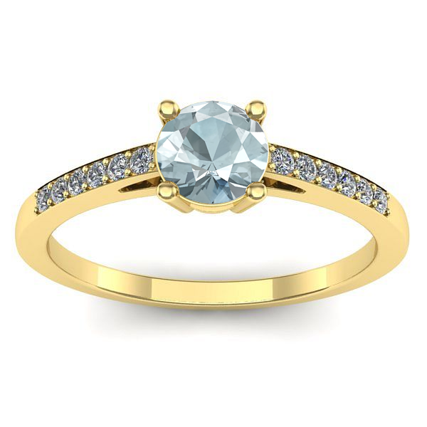 Inel cu aquamarin rotund