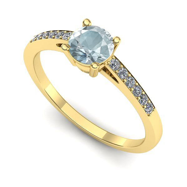 Inel din aur galben cu aquamarin