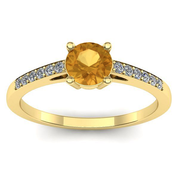 Inel cu citrin rotund