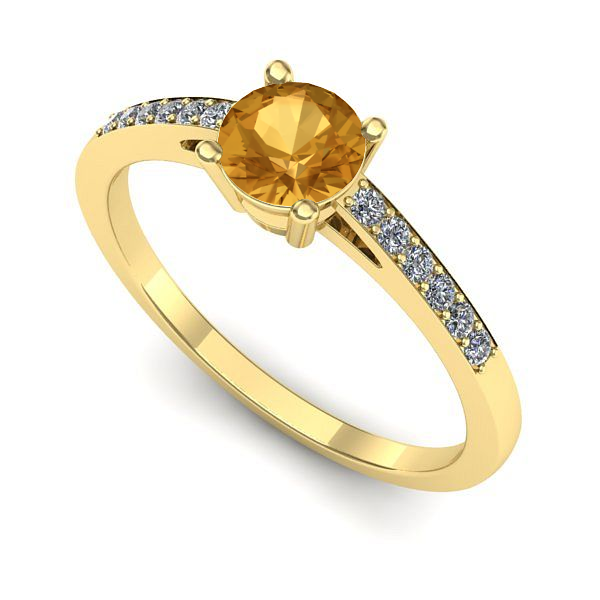 Inel din aur galben cu citrin
