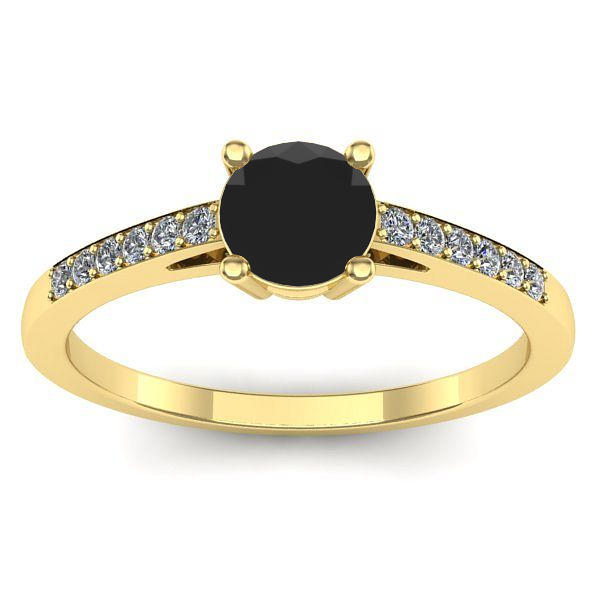 Inel logodna cu diamant negru rotund