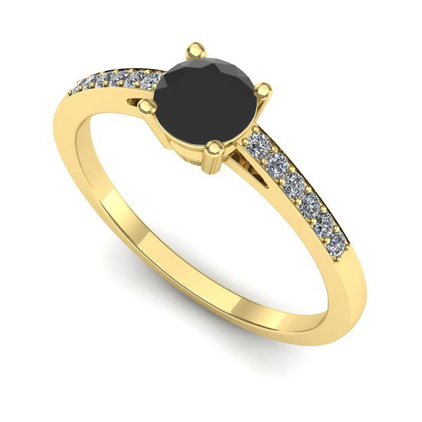 Inel din aur galben cu diamant negru