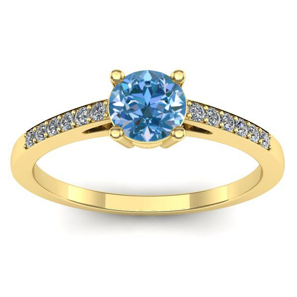 Inel logodna cu diamant de laborator albastru rotund