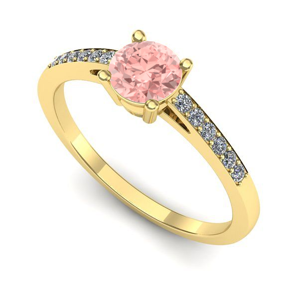 Inel din aur galben cu diamant de laborator roz