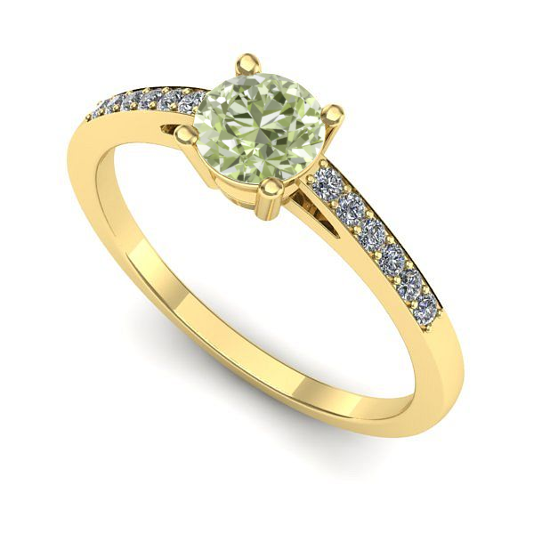 Inel din aur galben cu diamant de laborator verde