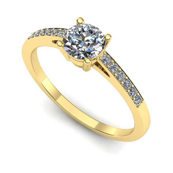 Inel din aur galben cu diamant de laborator