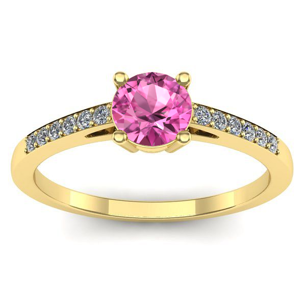 Inel logodna cu safir roz rotund