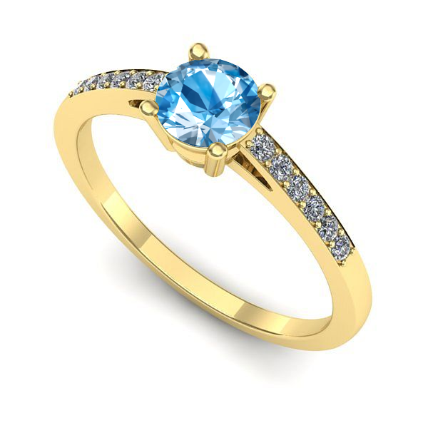 Inel logodna din aur galben cu topaz blue
