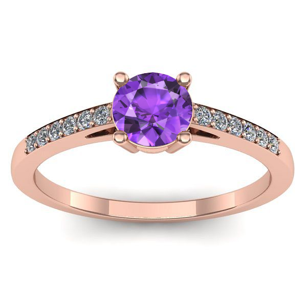 Inel logodna cu ametist rotund
