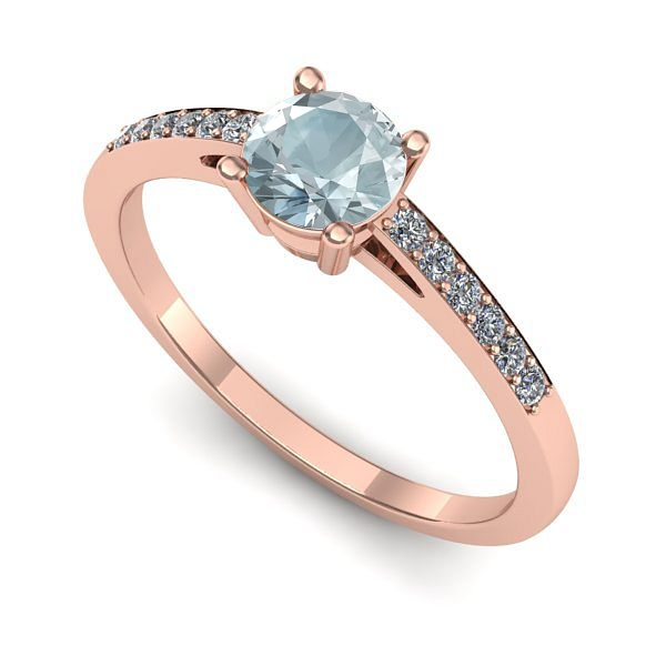 Inel din aur roz cu aquamarin