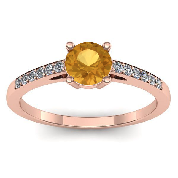 Inel cu citrin rotund